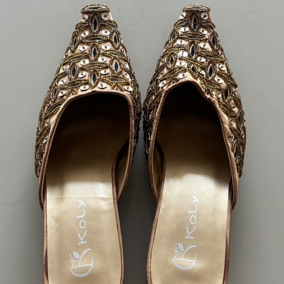 KOLY Embellished Mule Kitten Heels - Sz 36 - Picture 5 of 7